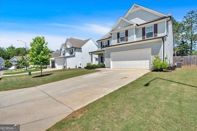 48 Sweetgum Trce, Dallas, GA 30132 - view of front facade with central AC, an attached garage, and concrete driveway