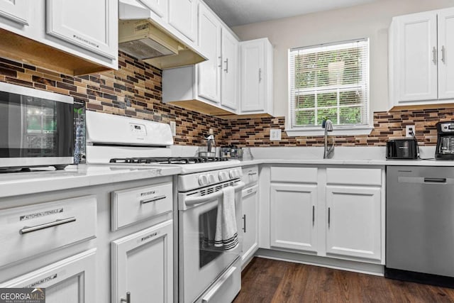 26 Springbottom Dr, Lawrenceville, GA 30046 - kitchen with stainless steel appliances, under cabinet range hood, white cabinetry, and light countertops