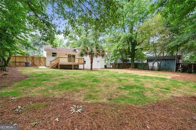 8432 Magnolia Dr, Jonesboro, GA 30238 - view of yard with a wooden deck