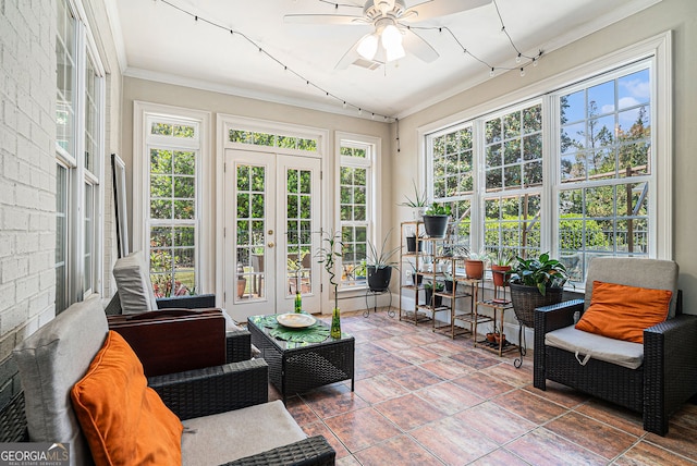 725 Windsor Place Cir SW, Grayson, GA 30017 - sunroom featuring french doors and ornamental molding