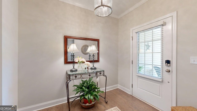 100 Maple Leaf Rd, Sharpsburg, GA 30277 - entrance foyer with wood finished floors and crown molding