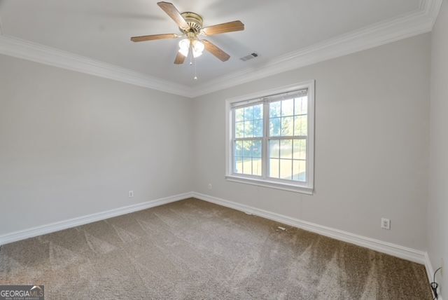 161 Pleasant Grove Rd, Mcdonough, GA 30252 - unfurnished room with carpet flooring, ornamental molding, baseboards, and ceiling fan