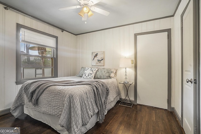 4128 Morgan Rd, Tucker, GA 30084 - bedroom featuring wood finished floors, a ceiling fan, and ornamental molding
