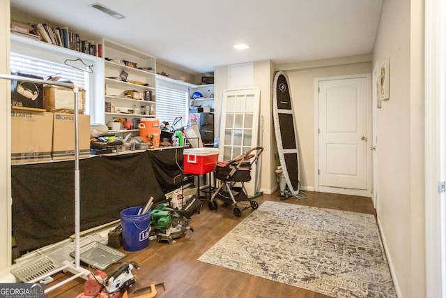 office area with wood finished floors