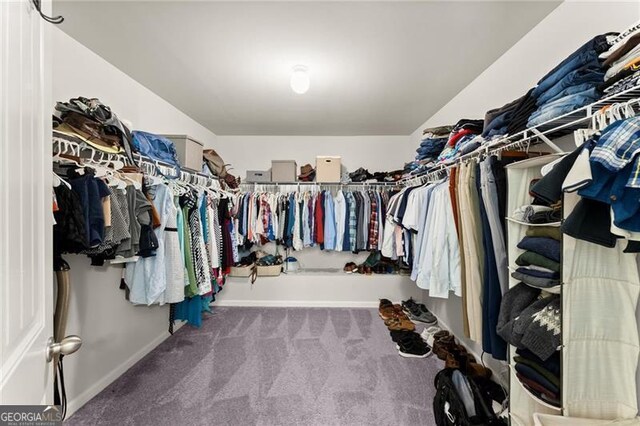 walk in closet featuring carpet