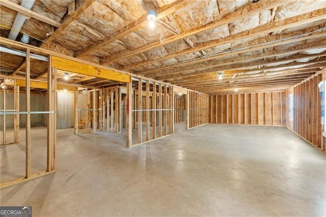 view of unfinished basement