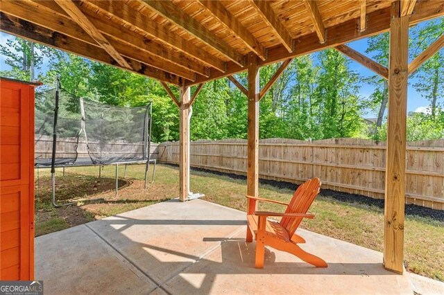 view of patio / terrace with a trampoline
