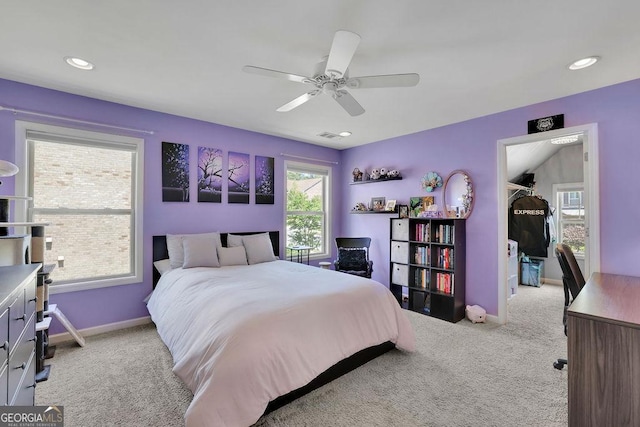 4100 Secret Shoals Way, Buford, GA 30518 - carpeted bedroom featuring a ceiling fan and recessed lighting