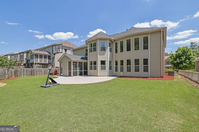 4100 Secret Shoals Way, Buford, GA 30518 - rear view of property with a sunroom, a patio area, and central AC unit
