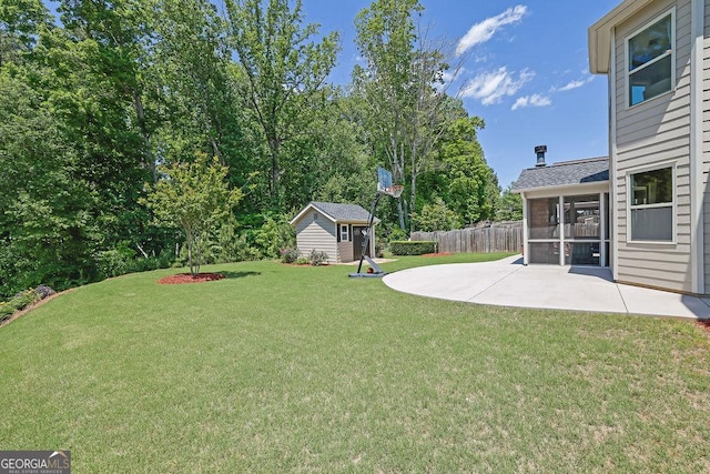 4100 Secret Shoals Way, Buford, GA 30518 - view of yard featuring a patio, an outdoor structure, and a sunroom