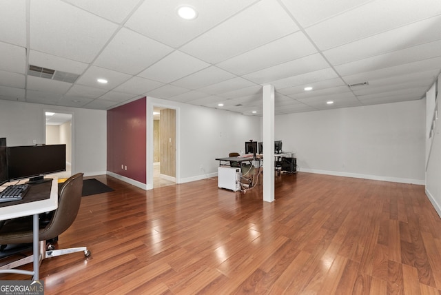 5103 Whispering Pines Dr, Gainesville, GA 30504 - office space featuring wood finished floors, a paneled ceiling, baseboards, and recessed lighting