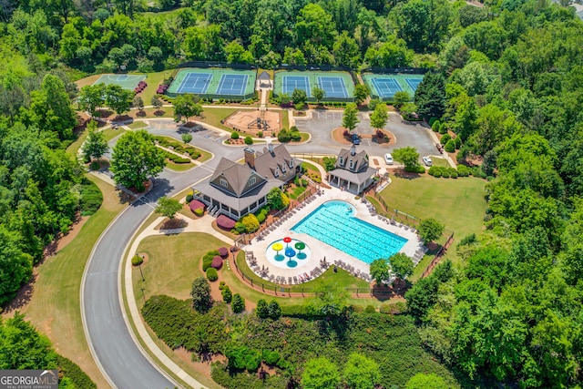 5960 Bridge Stone Ct, Cumming, GA 30028 - drone / aerial view of a pool area