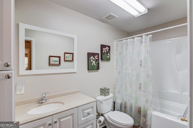5960 Bridge Stone Ct, Cumming, GA 30028 - bathroom with vanity, shower / tub combo, and toilet