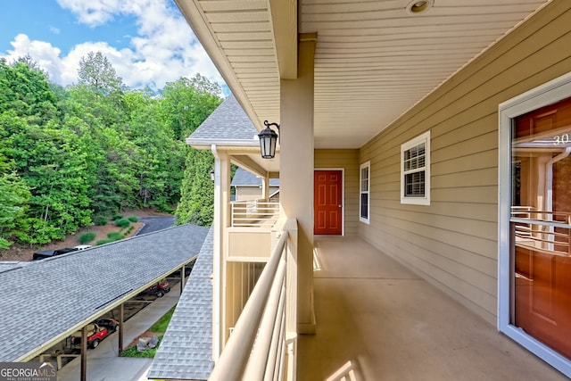 view of patio with a balcony