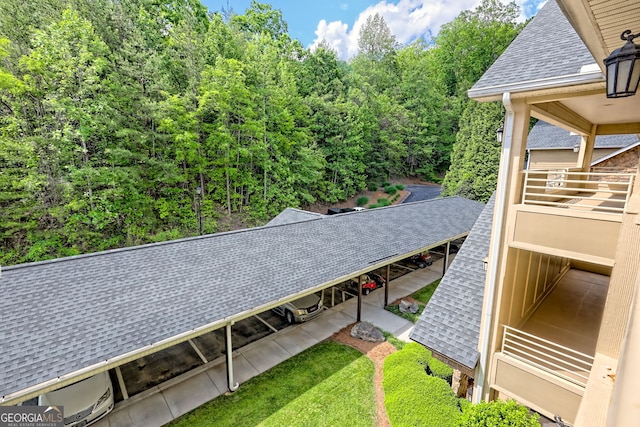 aerial view of a heavily wooded area
