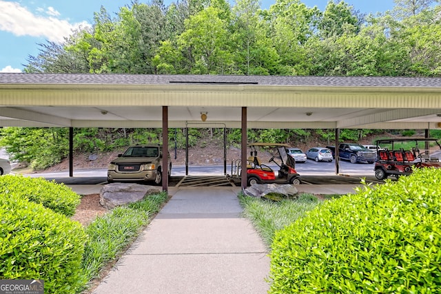 view of covered parking lot