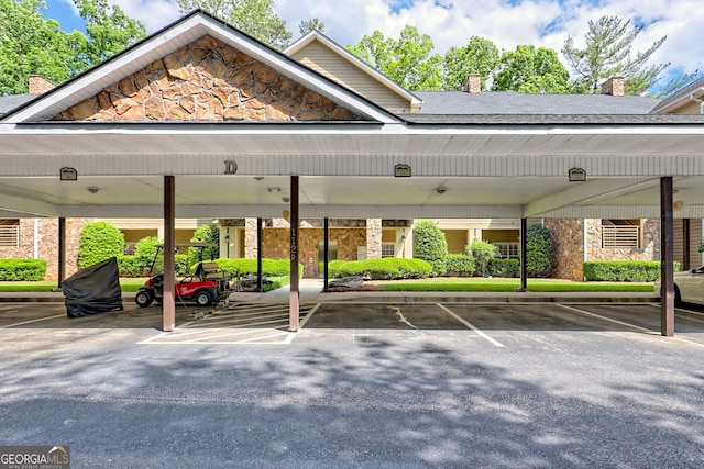 view of covered parking lot