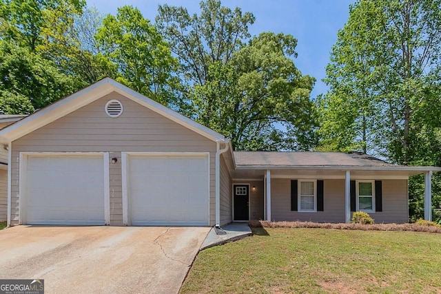 1363 To Lani Farm Rd, Stone Mountain, GA 30083 - single story home with concrete driveway, a front lawn, and an attached garage