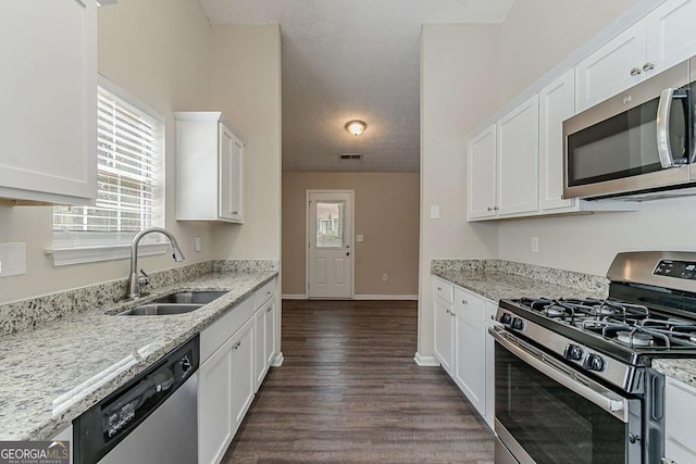 1363 To Lani Farm Rd, Stone Mountain, GA 30083 - kitchen with appliances with stainless steel finishes, a sink, plenty of natural light, and dark wood finished floors