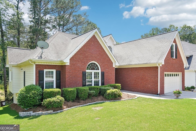 1010 Capella Creek Way, Grayson, GA 30017 - view of front facade with a front lawn, brick siding, driveway, and a shingled roof