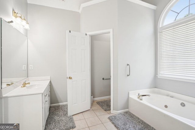 1010 Capella Creek Way, Grayson, GA 30017 - full bath with vanity, a garden tub, tile patterned floors, and baseboards