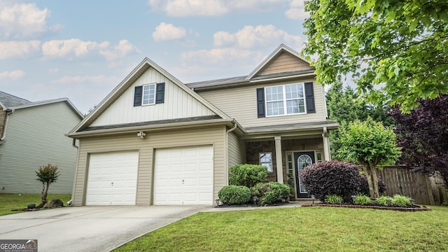 view of front of home featuring driveway, board and batten siding, and a garage