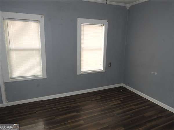 410 Live Oak Church Rd, Hinesville, GA 31313 - empty room featuring baseboards, dark wood-type flooring, and ornamental molding
