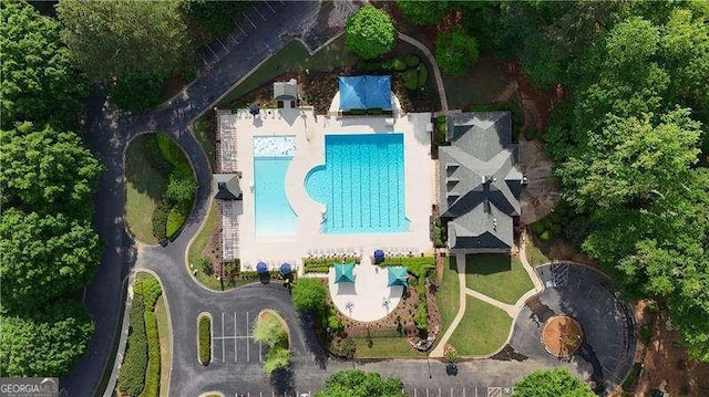 bird's eye view of a pool