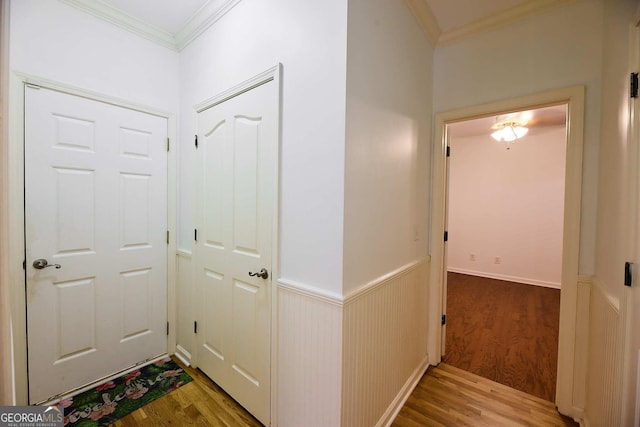 1425 Turtle Dove Ln, Lawrenceville, GA 30043 - hallway featuring crown molding and wood finished floors