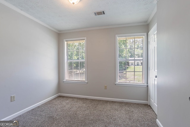 1076 Plantation Blvd SE, Conyers, GA 30094 - carpeted spare room with plenty of natural light, ornamental molding, and a textured ceiling