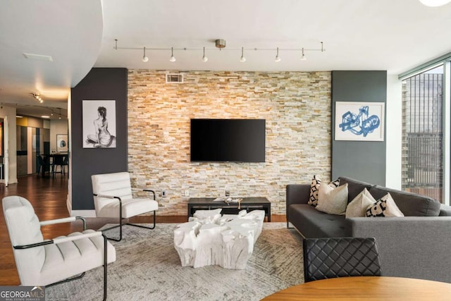20 10th St NW Unit 2003, Atlanta, GA 30309 - living area with wood finished floors and rail lighting
