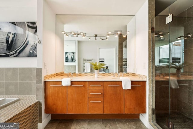 20 10th St NW Unit 2003, Atlanta, GA 30309 - bathroom featuring a stall shower, double vanity, and a bath
