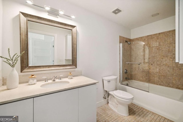 20 10th St NW Unit 2003, Atlanta, GA 30309 - bathroom featuring toilet, vanity, tub / shower combination, and tile patterned flooring