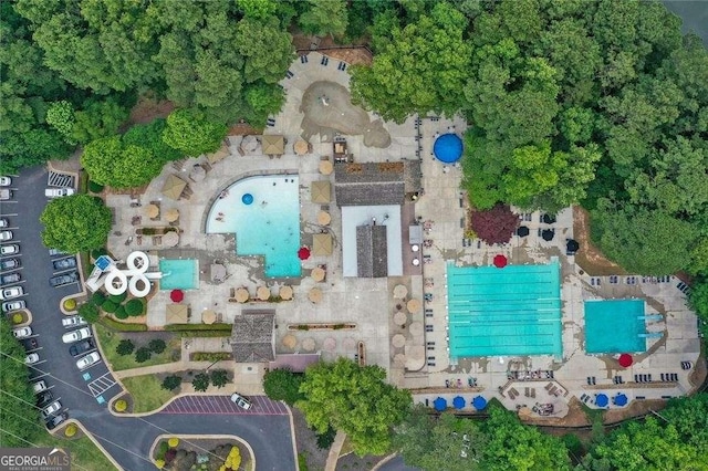 1575 Wynridge Pointe, Alpharetta, GA 30005 - aerial view of property and surrounding area with a pool