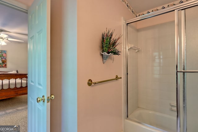 174 Leighs Xing, Cleveland, GA 30528 - full bath featuring a ceiling fan and bath / shower combo with glass door