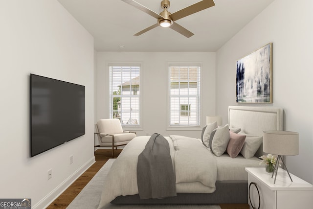 6790 Encore Blvd, Sandy Springs, GA 30328 - bedroom featuring dark wood-style floors and ceiling fan