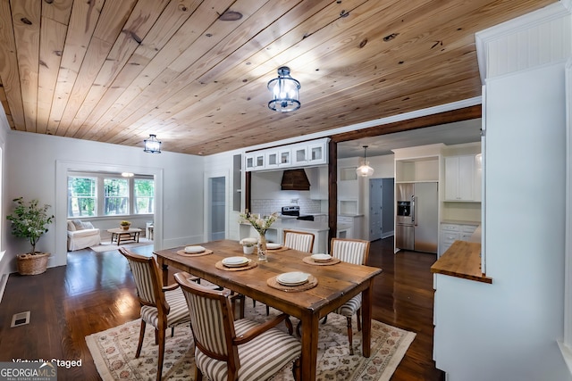 564 Bailey Mill Rd, Yatesville, GA 31097 - dining room with dark wood-type flooring and wood ceiling