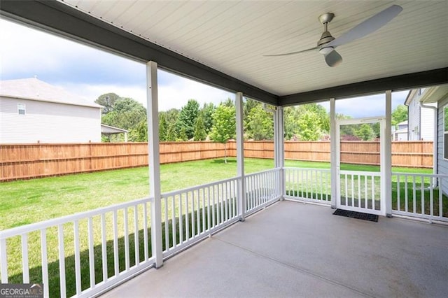 1809 Hanwoo Ln, Powder Springs, GA 30127 - unfurnished sunroom with ceiling fan
