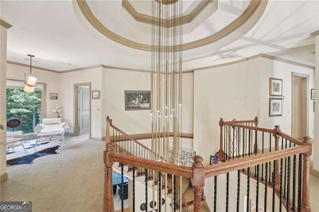 4162 Cumberland Point Dr, Gainesville, GA 30504 - staircase featuring carpet flooring, ornamental molding, and baseboards