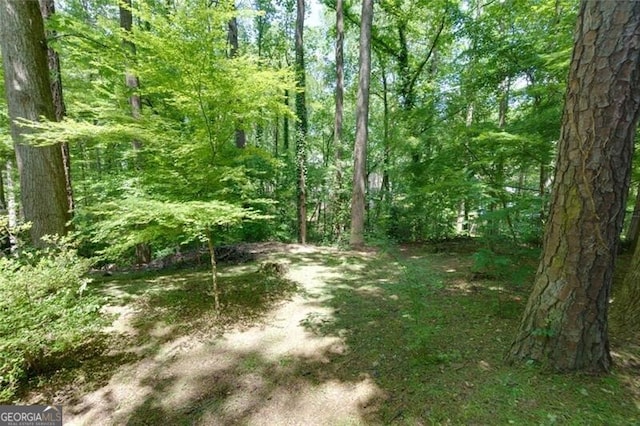 view of wooded area