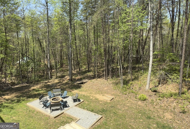 view of yard featuring a fire pit