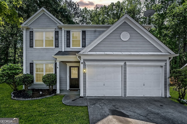 4104 Glenaire Way NW, Acworth, GA 30101 - view of front of home with asphalt driveway, an attached garage, and a front lawn