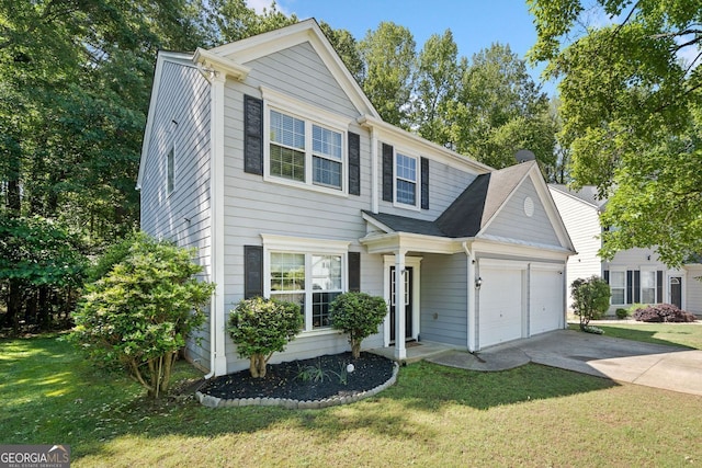 4104 Glenaire Way NW, Acworth, GA 30101 - view of front of property featuring a garage, a front yard, and driveway