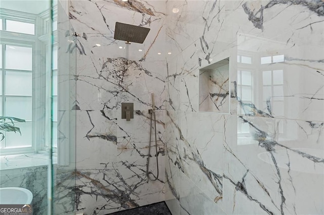 580 Cliftwood Ct, Sandy Springs, GA 30328 - bathroom featuring a marble finish shower