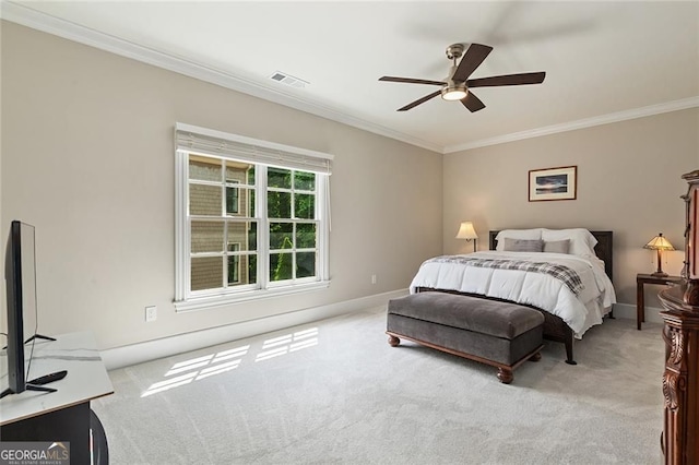 580 Cliftwood Ct, Sandy Springs, GA 30328 - carpeted bedroom with ornamental molding and ceiling fan