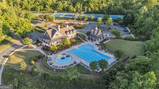 6150 Bridge Fair Rd, Cumming, GA 30028 - bird's eye view of a pool area
