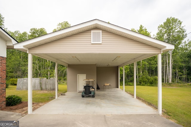 view of parking / parking lot with a carport