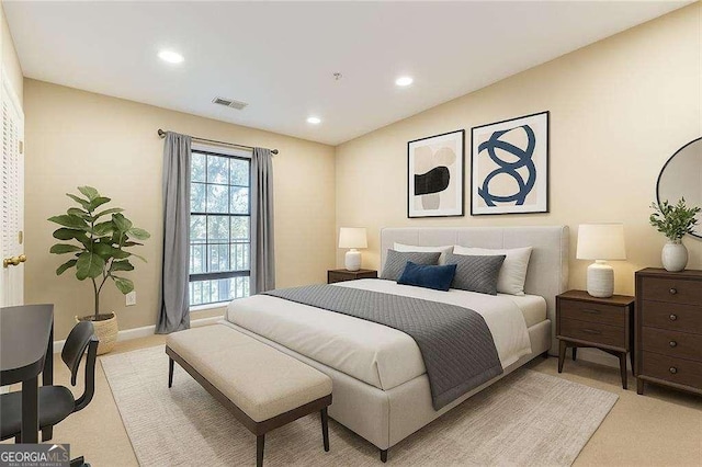 28106 Plantation Dr NE, Atlanta, GA 30324 - bedroom featuring light carpet and recessed lighting