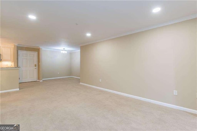 28106 Plantation Dr NE, Atlanta, GA 30324 - finished below grade area with recessed lighting, crown molding, light carpet, and baseboards
