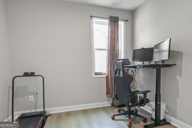 2436 Hidden Creek Rd, Kennesaw, GA 30152 - exercise area featuring wood finished floors and baseboards